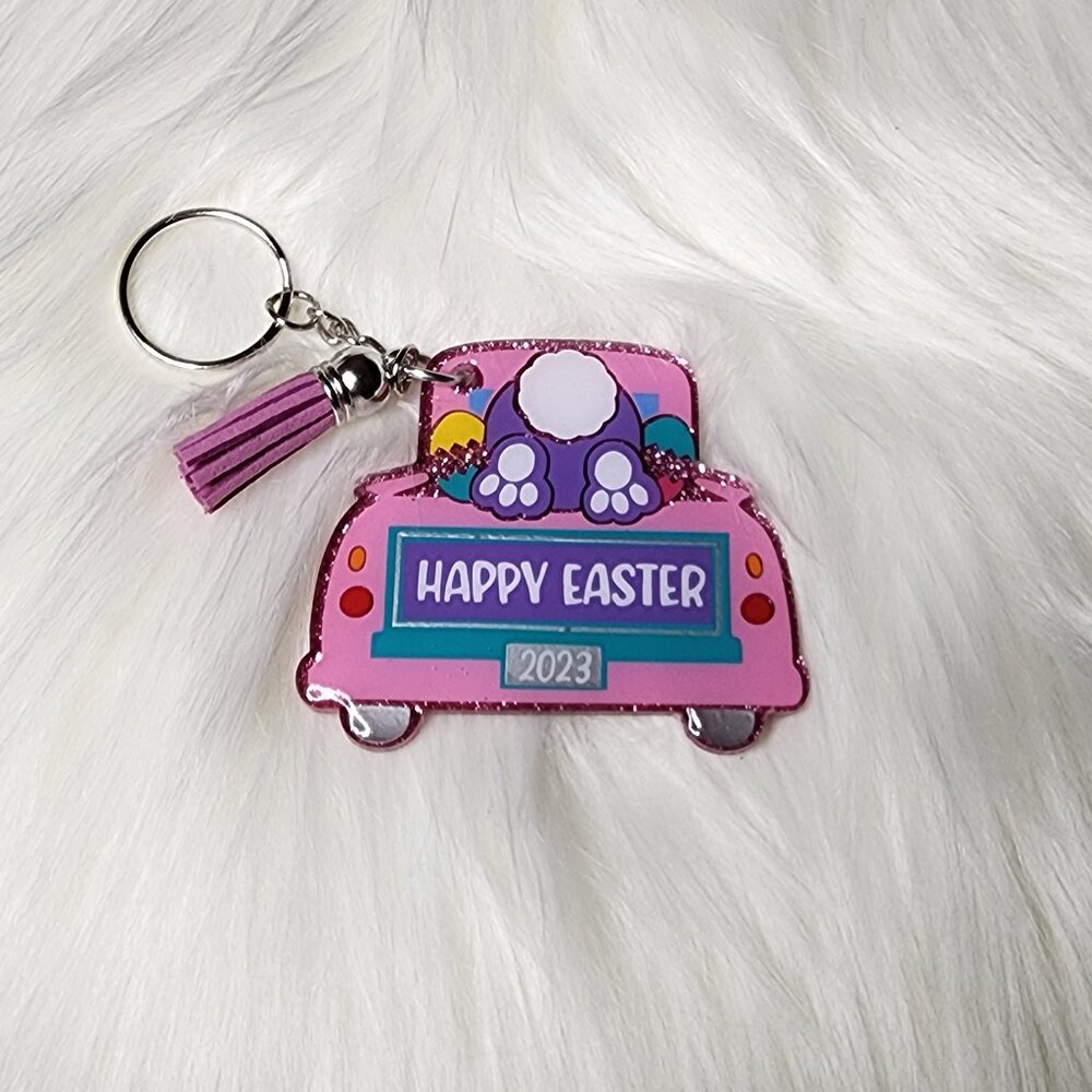 Happy Easter Truck Keychain